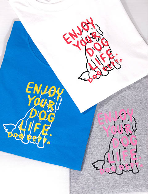 FRUITベース イラストドッグ Tシャツ
