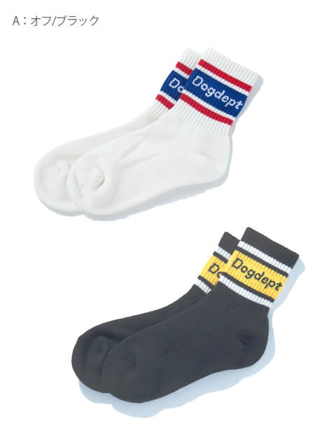 ブランドのドッグデプト/DOG DEPT ラインソックス　２枚組　レディース