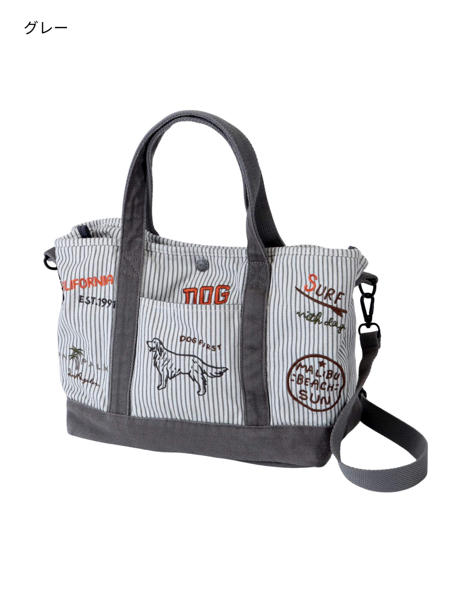 ブランドのドッグデプト/DOG DEPT デニムグラフィティ刺繍バッグ