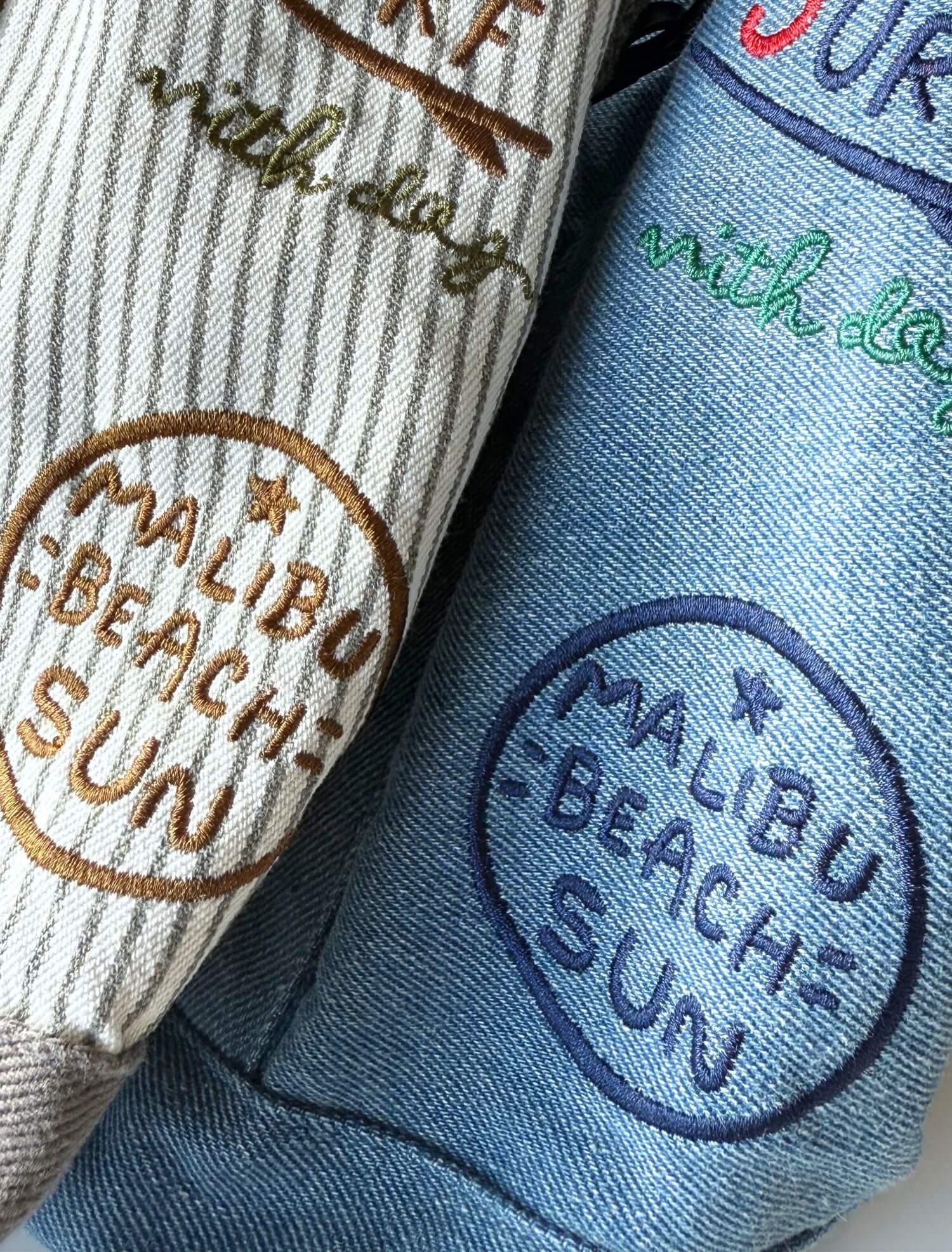 ブランドのドッグデプト/DOG DEPT デニムグラフィティ刺繍バッグ