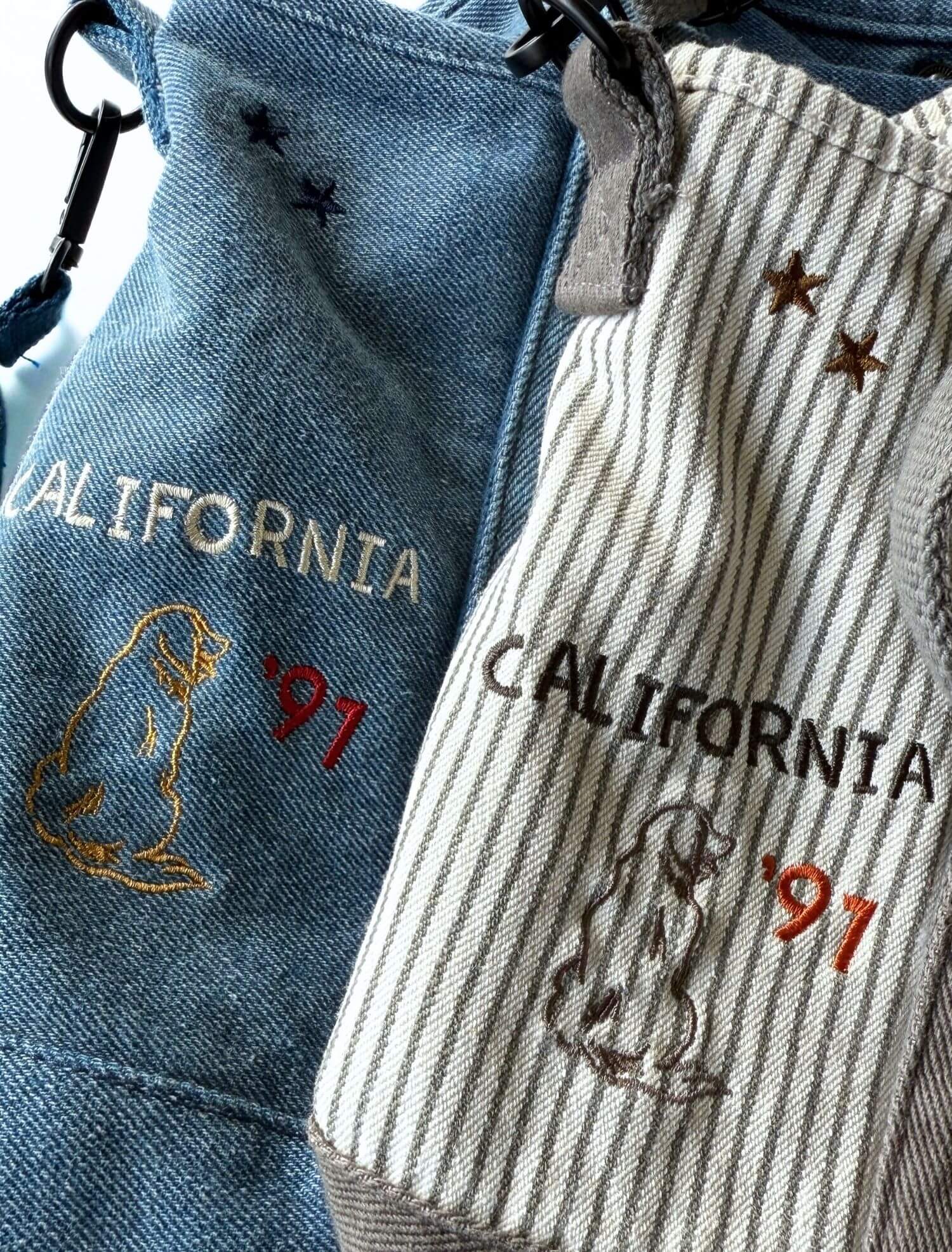 ブランドのドッグデプト/DOG DEPT デニムグラフィティ刺繍バッグ