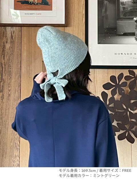 ブランドのドッグデプト/DOG DEPT 立ち耳後ろリボンニットキャップ