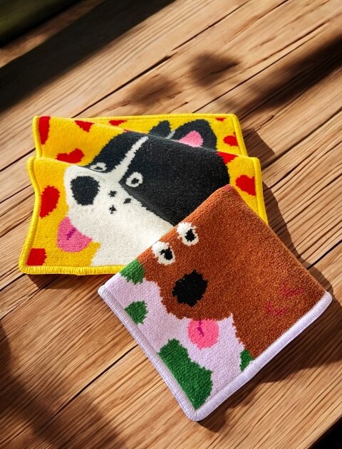 ブランドのドッグデプト/DOG DEPT シェニール織　イラストドッグタオル