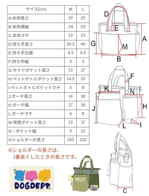 ブランドのドッグデプト/DOG DEPT マルチカラー　マナーポーチ付きお散歩バッグ