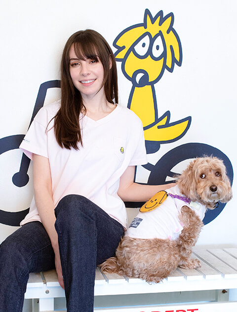 プレーティング天竺　スマイルドッグポーチ犬服ブランドのドッグデプト/DOG DEPT