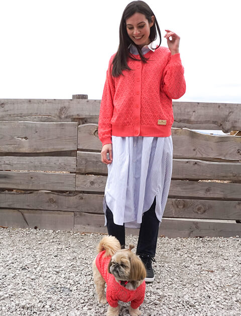 透かし編みカーディガン犬服ブランドのドッグデプト/DOG DEPT