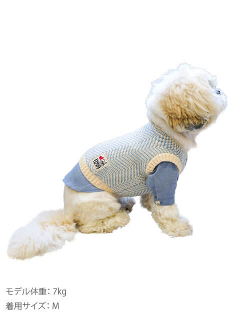 犬服 / ドッグウェア】ヘリンボーンレイヤーニット / DOG DEPT