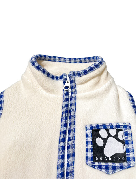 ギンガムレイヤーストレッチフリース犬服ブランドのドッグデプト/DOG DEPT