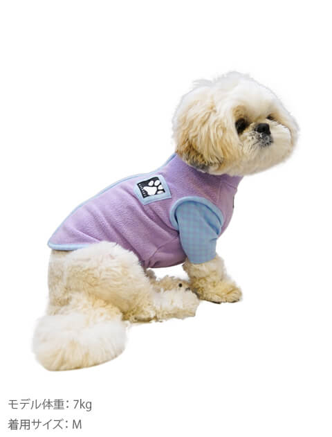 ギンガムレイヤーストレッチフリース犬服ブランドのドッグデプト/DOG DEPT