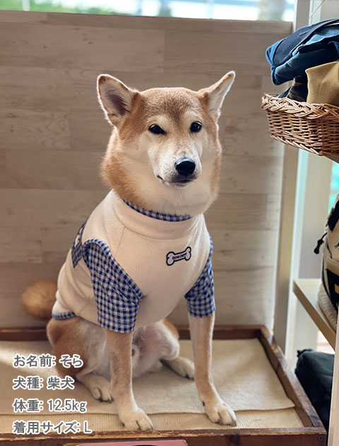 ギンガムレイヤーストレッチフリース犬服ブランドのドッグデプト/DOG DEPT
