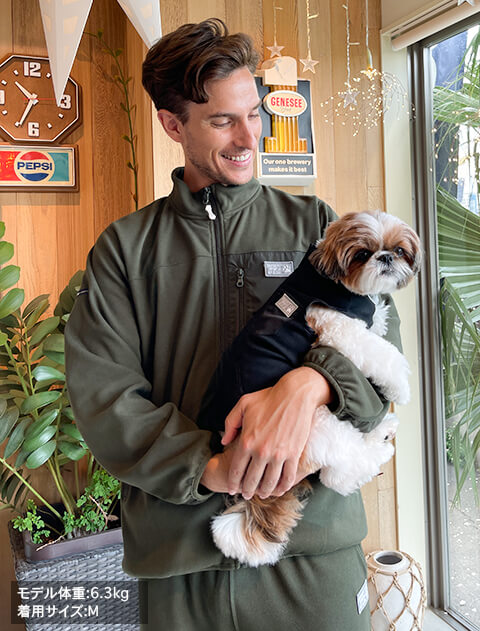 フリース×ポリエステル　背中ジップベスト  犬服ブランドのドッグデプト/DOG DEPT
