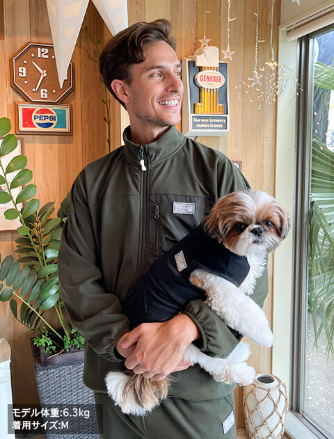 フリース×ポリエステル　背中ジップベスト  犬服ブランドのドッグデプト/DOG DEPT