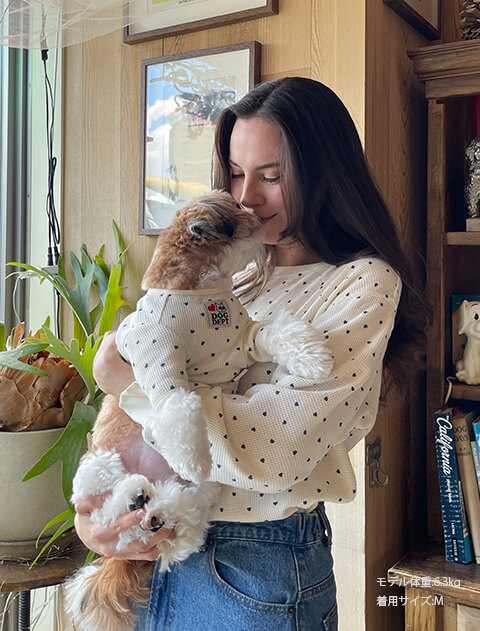 ワッフルハート　Tシャツ 犬服ブランドのドッグデプト/DOG DEPT