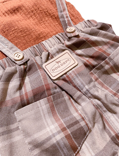 チェックサロペットペア 犬服ブランドのドッグデプト/DOG DEPT