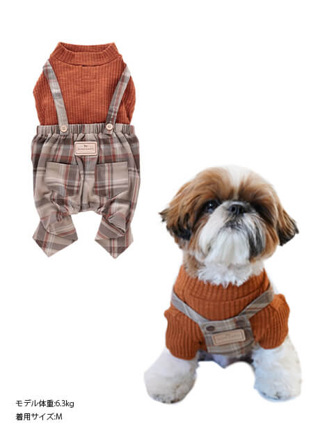 チェックサロペットペア 犬服ブランドのドッグデプト/DOG DEPT
