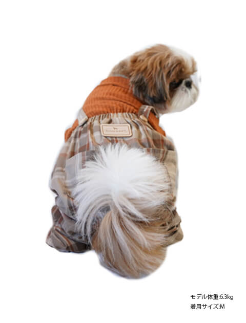 チェックサロペットペア 犬服ブランドのドッグデプト/DOG DEPT