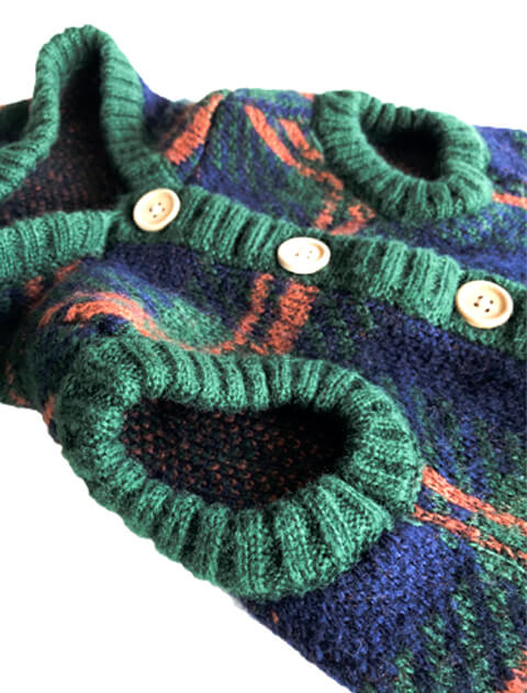 犬服 / ドッグウェア】チェックニットボタンパーカー / DOG DEPT