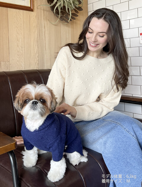 ドットジャガードニットプルパーカー犬服ブランドのドッグデプト/DOG DEPT