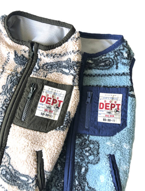 バンダナボアフリースベスト  犬服ブランドのドッグデプト/DOG DEPT