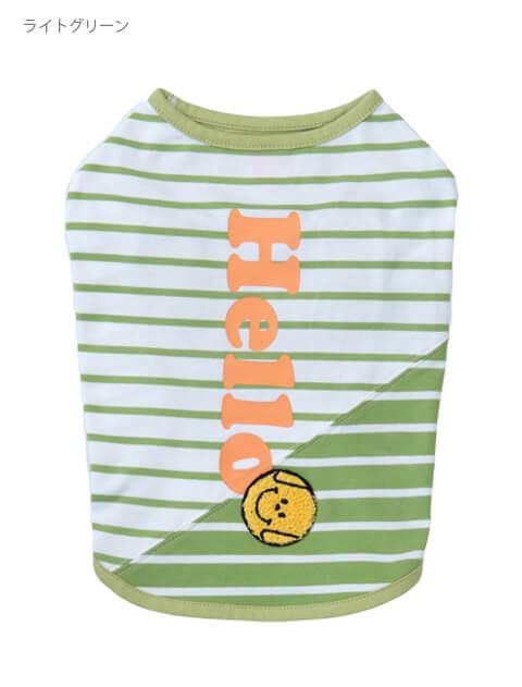 ボーダーhelloTシャツ 犬服ブランドのドッグデプト/DOG DEPT