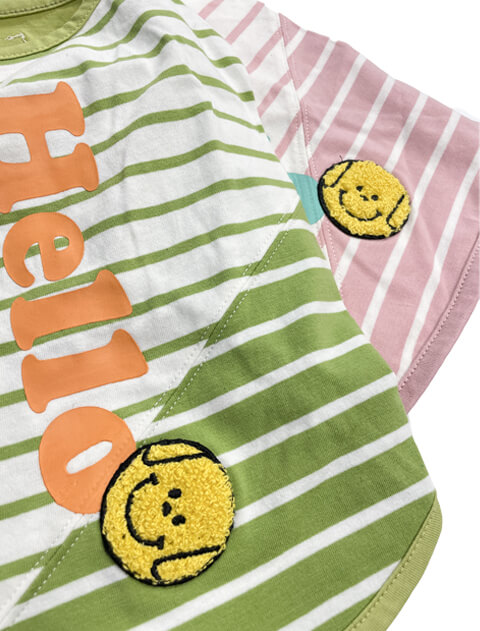 ボーダーhelloTシャツ 犬服ブランドのドッグデプト/DOG DEPT