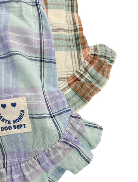 セットアップチェックワンピース犬服ブランドのドッグデプト/DOG DEPT