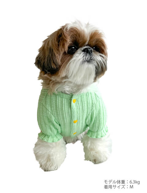 ポコポコストライプボタンカーデ 犬服ブランドのドッグデプト/DOG DEPT