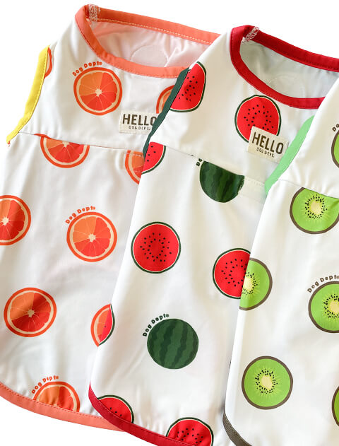 保冷剤ポケット付きフルーツノースリーブ犬服ブランドのドッグデプト/DOG DEPT