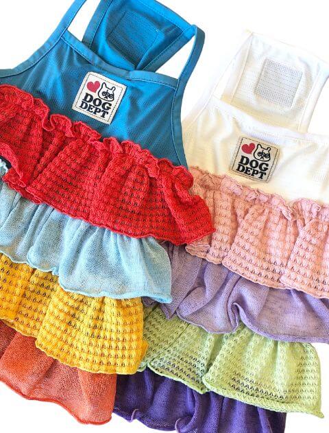 フリルメッシュワンピース 犬服ブランドのドッグデプト/DOG DEPT