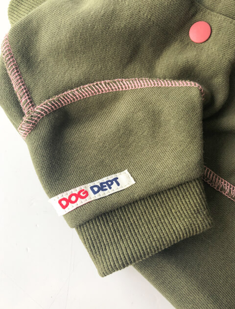 配色ステッチボタンスウェット 犬服ブランドのドッグデプト/DOG DEPT