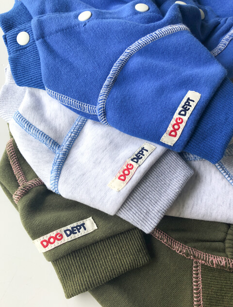 配色ステッチボタンスウェット 犬服ブランドのドッグデプト/DOG DEPT