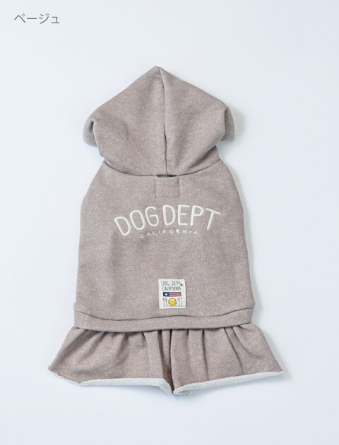 ラメ裏毛パーカーワンピ 犬服ブランドのドッグデプト/DOG DEPT