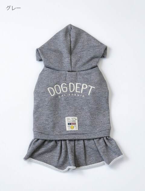 ラメ裏毛パーカーワンピ 犬服ブランドのドッグデプト/DOG DEPT