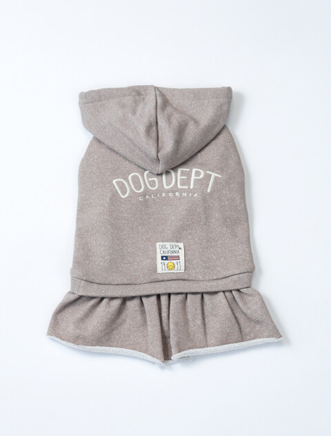 ラメ裏毛パーカーワンピ 犬服ブランドのドッグデプト/DOG DEPT