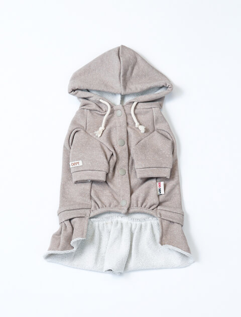 ラメ裏毛パーカーワンピ 犬服ブランドのドッグデプト/DOG DEPT