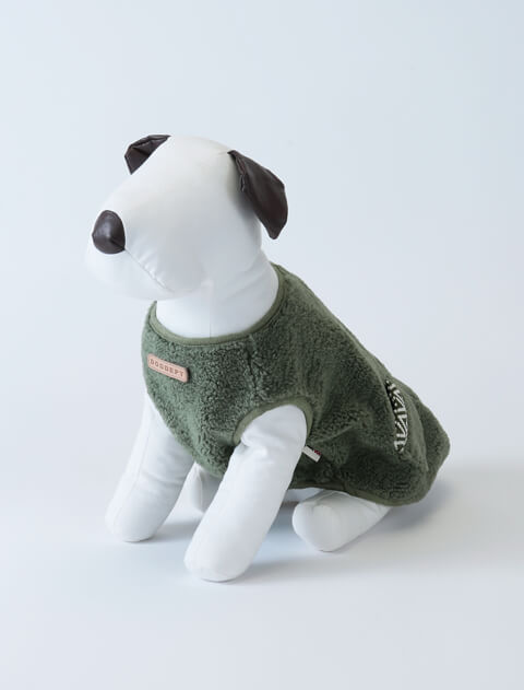 エコムートンボア背中ボタンベスト  犬服ブランドのドッグデプト/DOG DEPT