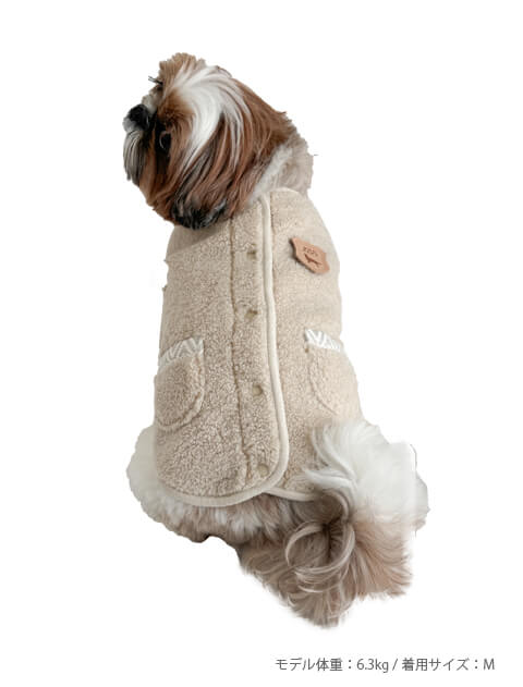 エコムートンボア背中ボタンベスト  犬服ブランドのドッグデプト/DOG DEPT