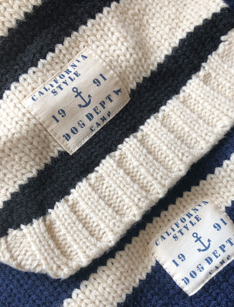 ケーブルボーダーニット犬服ブランドのドッグデプト/DOG DEPT