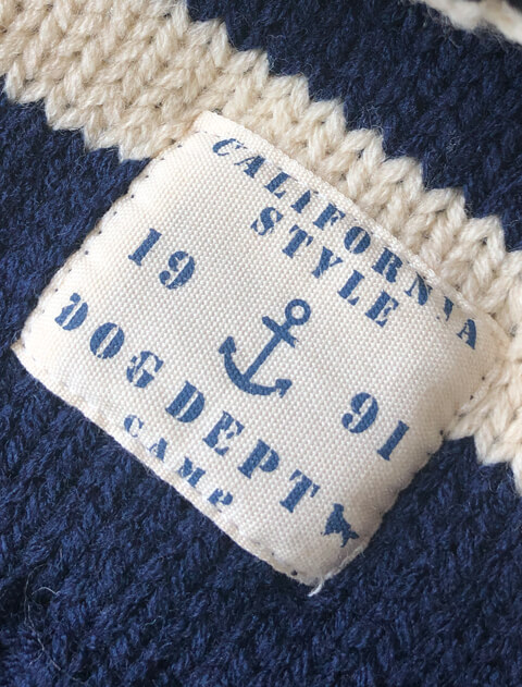 ケーブルボーダーニット犬服ブランドのドッグデプト/DOG DEPT