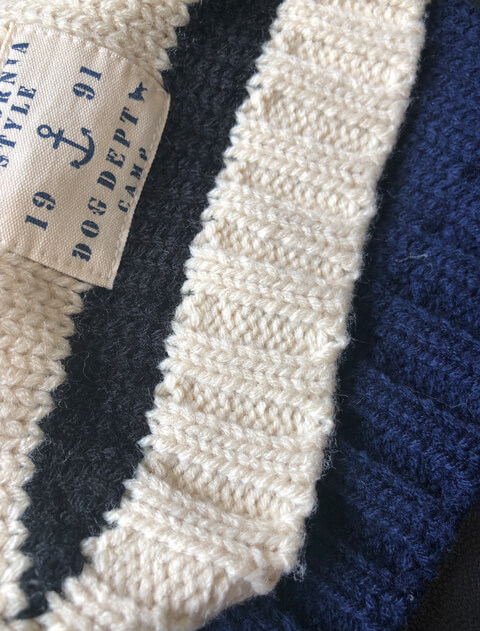 ケーブルボーダーニット犬服ブランドのドッグデプト/DOG DEPT