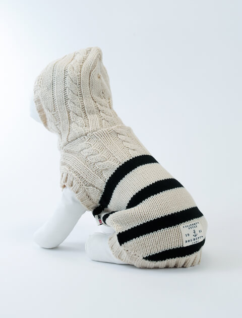ケーブルボーダーニット犬服ブランドのドッグデプト/DOG DEPT