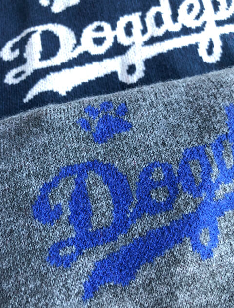 スポーツロゴ　ジャガードニット犬服ブランドのドッグデプト/DOG DEPT