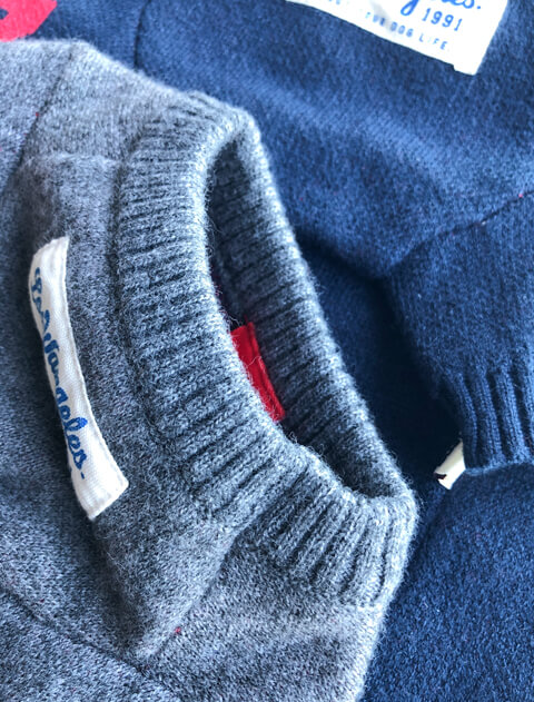 スポーツロゴ　ジャガードニット犬服ブランドのドッグデプト/DOG DEPT