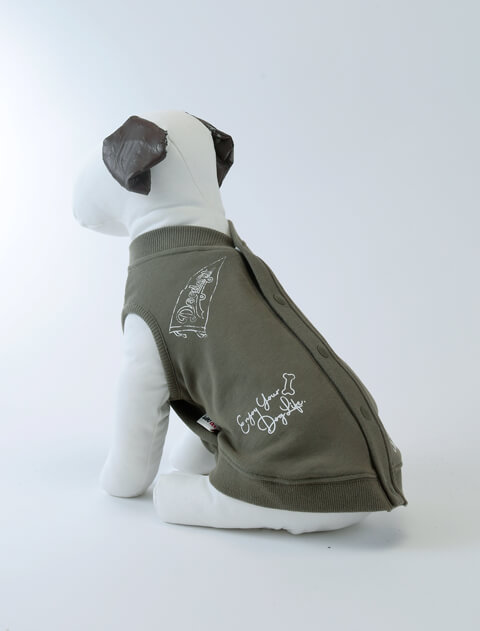背中ボタンスウェットベスト 犬服ブランドのドッグデプト/DOG DEPT