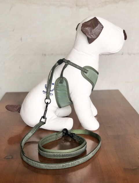 DOGDEPTハーネス&リード　Mサイズ DOG GOODS】ジャガードロゴ リード＆ソフトハーネスセット