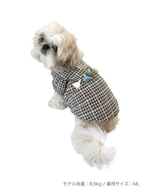 保冷剤ポケット付きギンガムセーラー犬服ブランドのドッグデプト/DOG DEPT