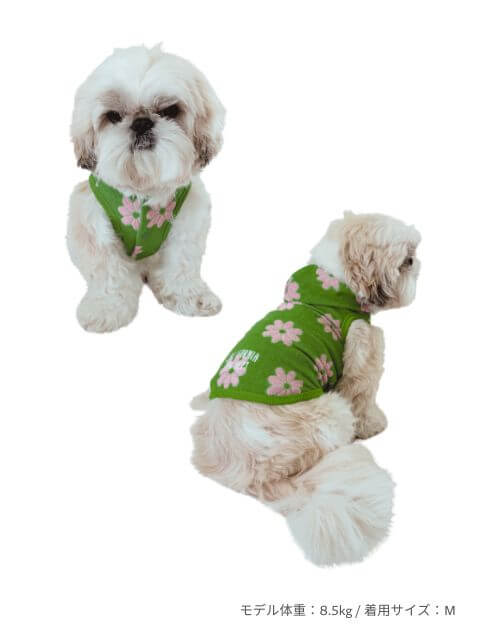 フラワーパイルボタンパーカー犬服ブランドのドッグデプト/DOG DEPT