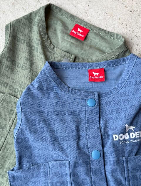 接触冷感プリント背中ボタンノースリーブ 犬服ブランドのドッグデプト/DOG DEPT