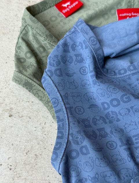 接触冷感プリント背中ボタンノースリーブ 犬服ブランドのドッグデプト/DOG DEPT