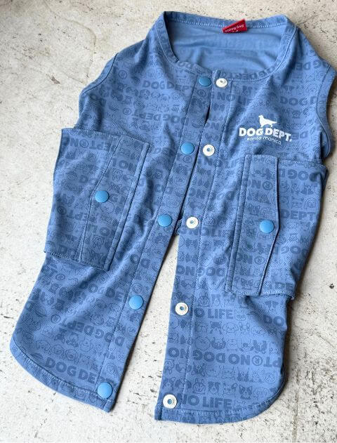 接触冷感プリント背中ボタンノースリーブ 犬服ブランドのドッグデプト/DOG DEPT